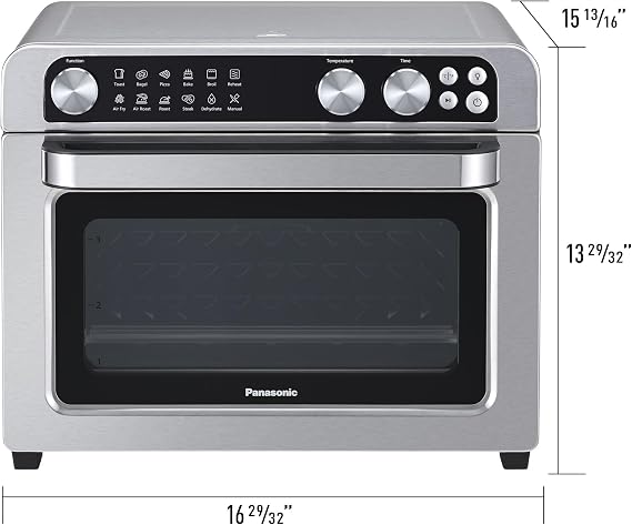 Panasonic FlashXpress Family Size Air Fryer Toaster Oven Combo, 11 Cooking Functions, 1800W PFAS-Free Interior, Double Infrared Heating, Temperature Control Dial, Stainless Steel - NB-G211P