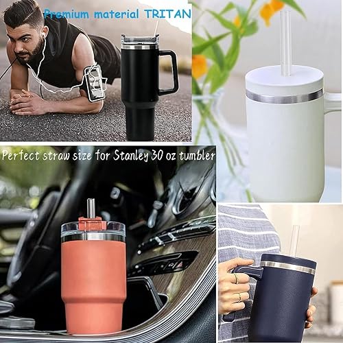 Miniatura 5 de Popote para vaso Stanley de 30 onzas, popote de repuesto compatible con popotes Stanley, 6 popotes reutilizables con 1 cepillo de limpieza, Tritan,