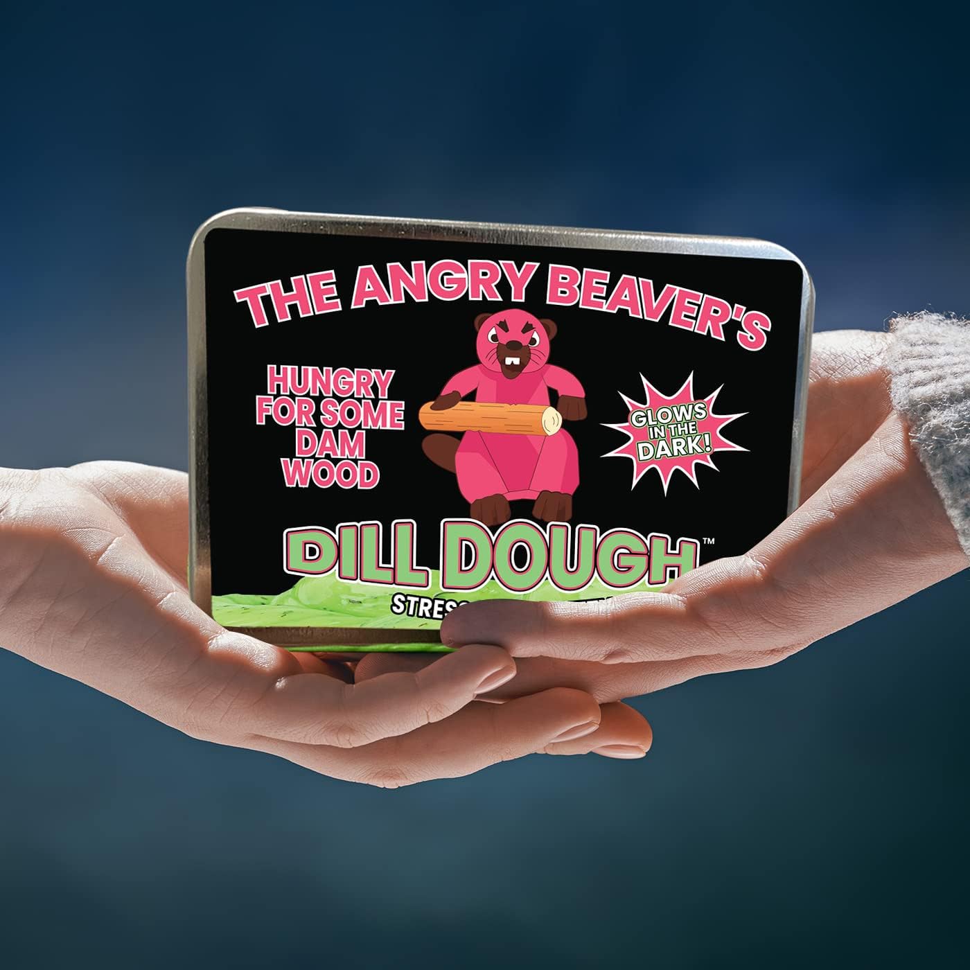 Angry Beaver Dill Dough Deluxe - Glow in the Dark Dill Infused Stress Putty - Funny Pink Beaver Gag Gift for Women - Fidget Toys for Adults Debra the Angry Beaver
