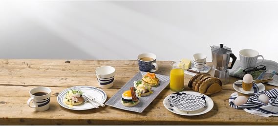 Royal Doulton Dinner Set, Stoneware, Designed to Mix & Match, 1815 Pacific Dinnerware Set, Blue Lines, 16 Piece Set