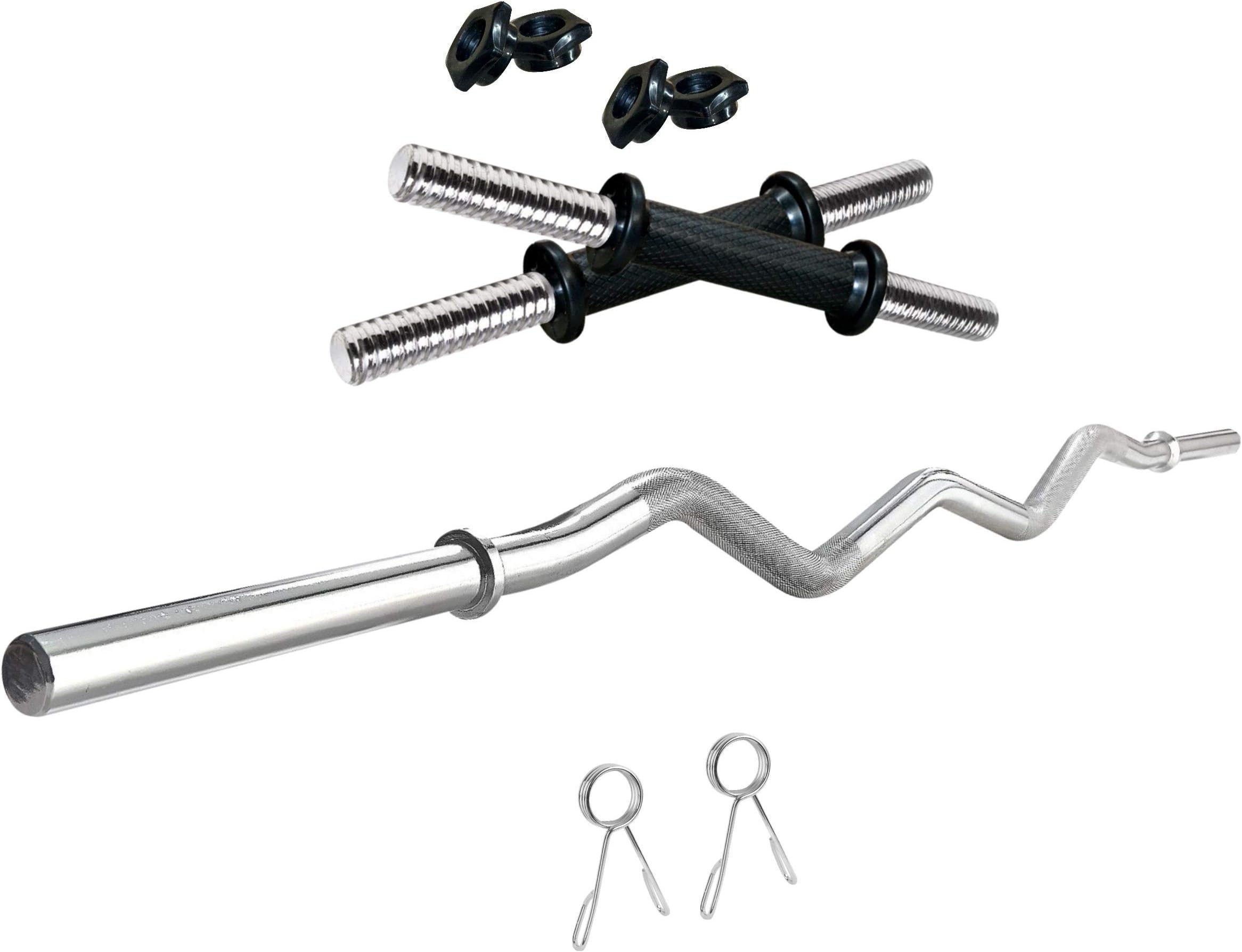 Kore 3 Ft Curl Rod Chrome Plated and One Pair of Dumbell Rods (14 inches)