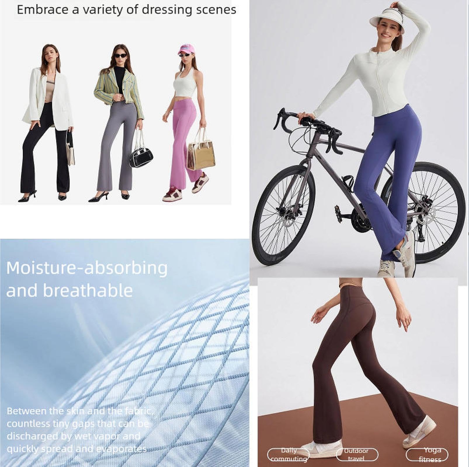 Bootcut Jazzpants damskie spodnie do jogi, damskie spodnie wierzchnie, mikroflara, amerykańska, cienka, wysoka talia, wyszczuplające biodra, lifting, sport, fitness, spodnie rekreacyjne, rozmiar XL