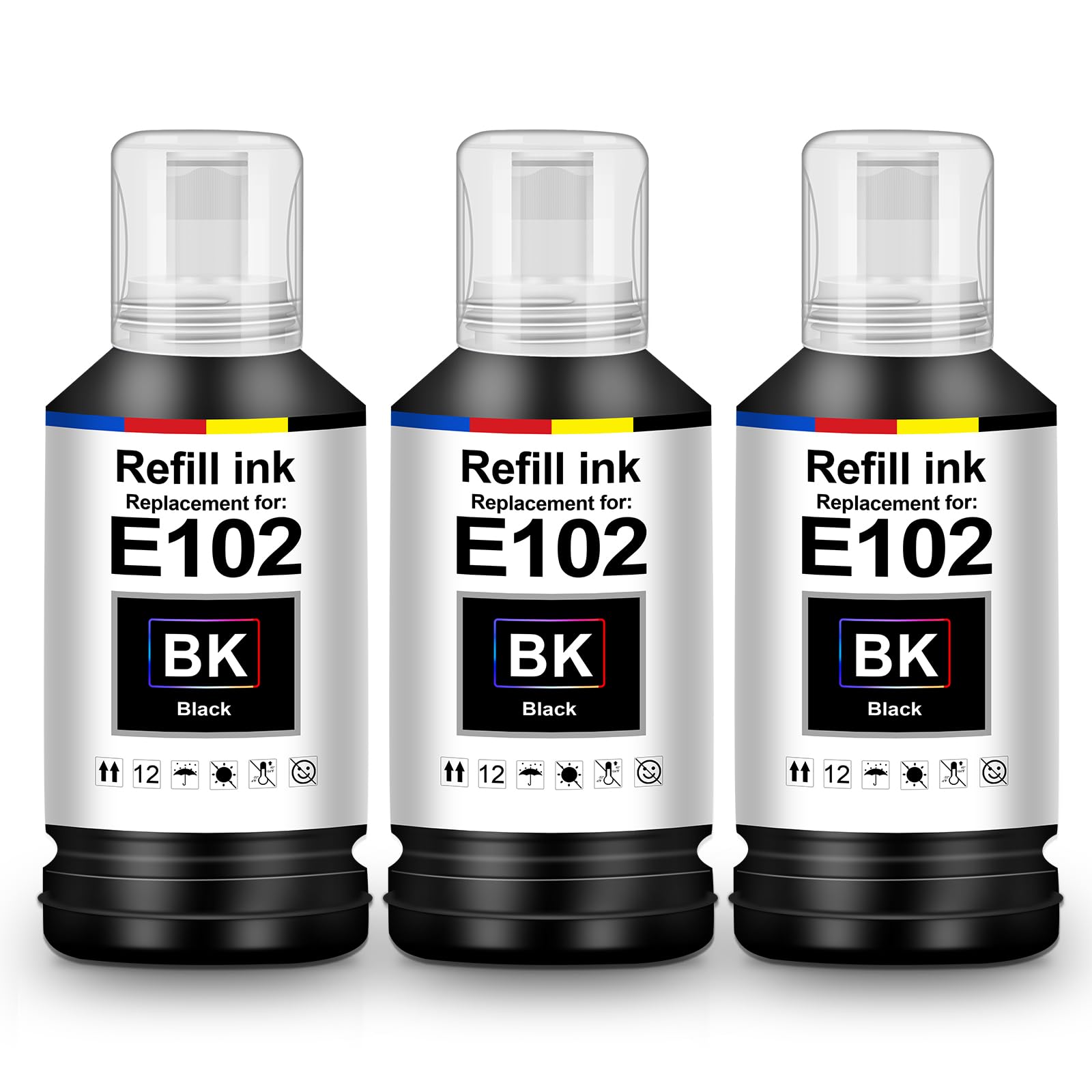 UniPlus Tinte Kompatibel für Epson E102 Multipack Schwarz Druckerpatronen Kompatibel für Epson Ecotank ET-4850 ET-3950 ET-2850 ET-3850 ET-4950 ET-4856 ET-2856 ET-15000 ET-2750 ET-2851 ET-4956