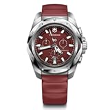I&period;N&period;O&period;X&period; Chrono 43mm Mens Watch - Silver Stainless Steel Case&comma; Red Dial&comma; and Red Rubber Strap