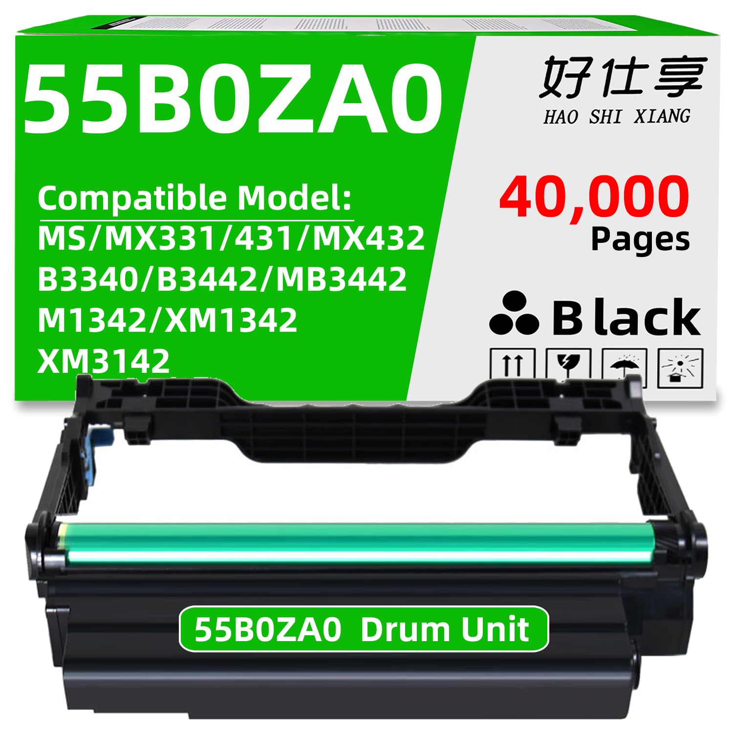 55B0ZA0 jednostka obrazująca zamiennik bębna do drukarki Lexmark MS331dn MS431dn MS431dw MX331adn MX431adn MX431adw MX432adwe drukarki (550ZA0-1Pack-40000 stron)