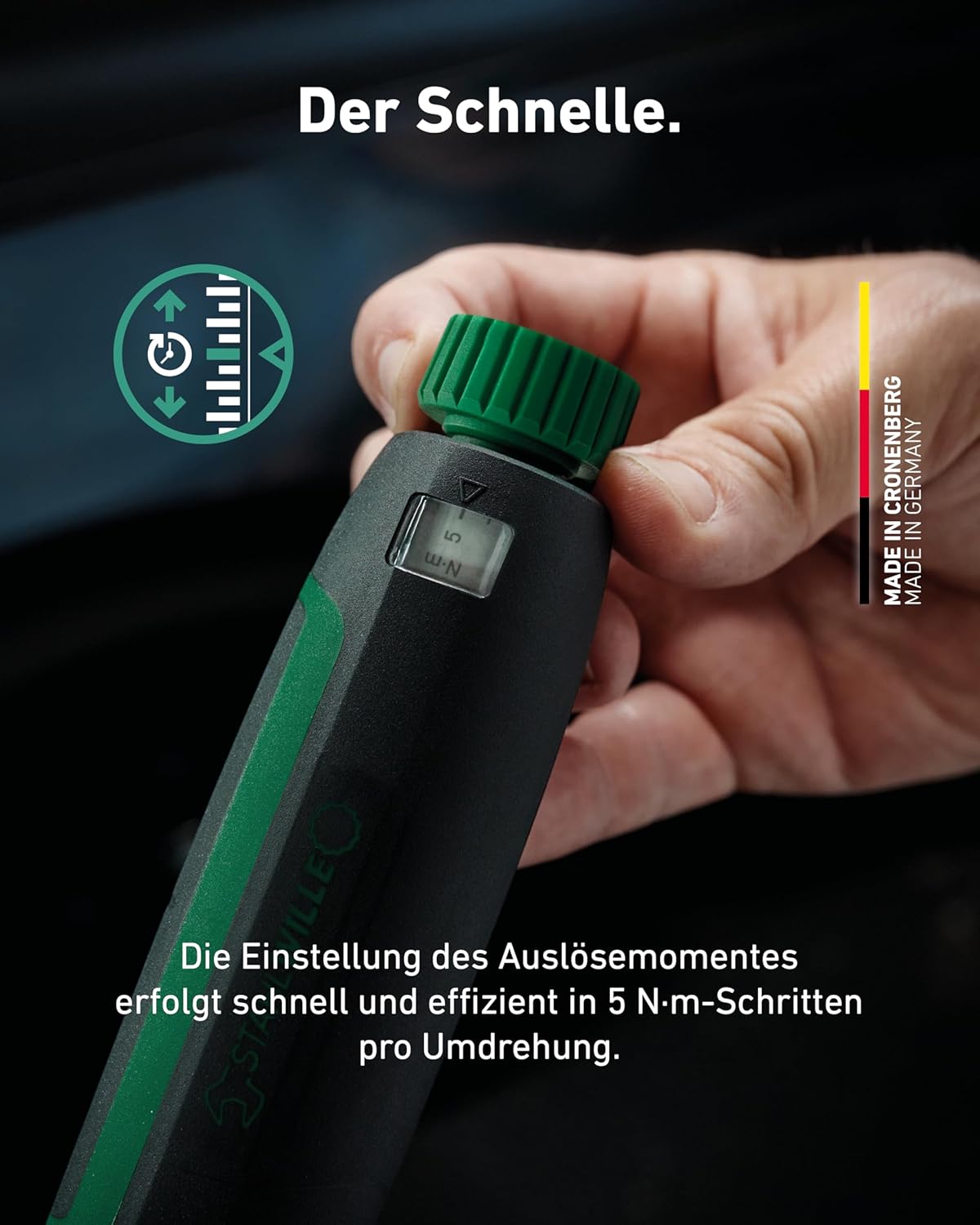 STAHLWILLE 750NR/100 Torque Wrench 20-100 N·m with 3/8 Inch Reversible Ratchet with Certificate Made in Germany