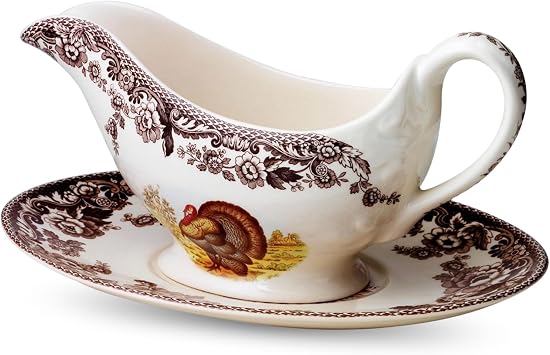 Spode Woodland Turkey Sauce Boat and Stand, 11 Ounce