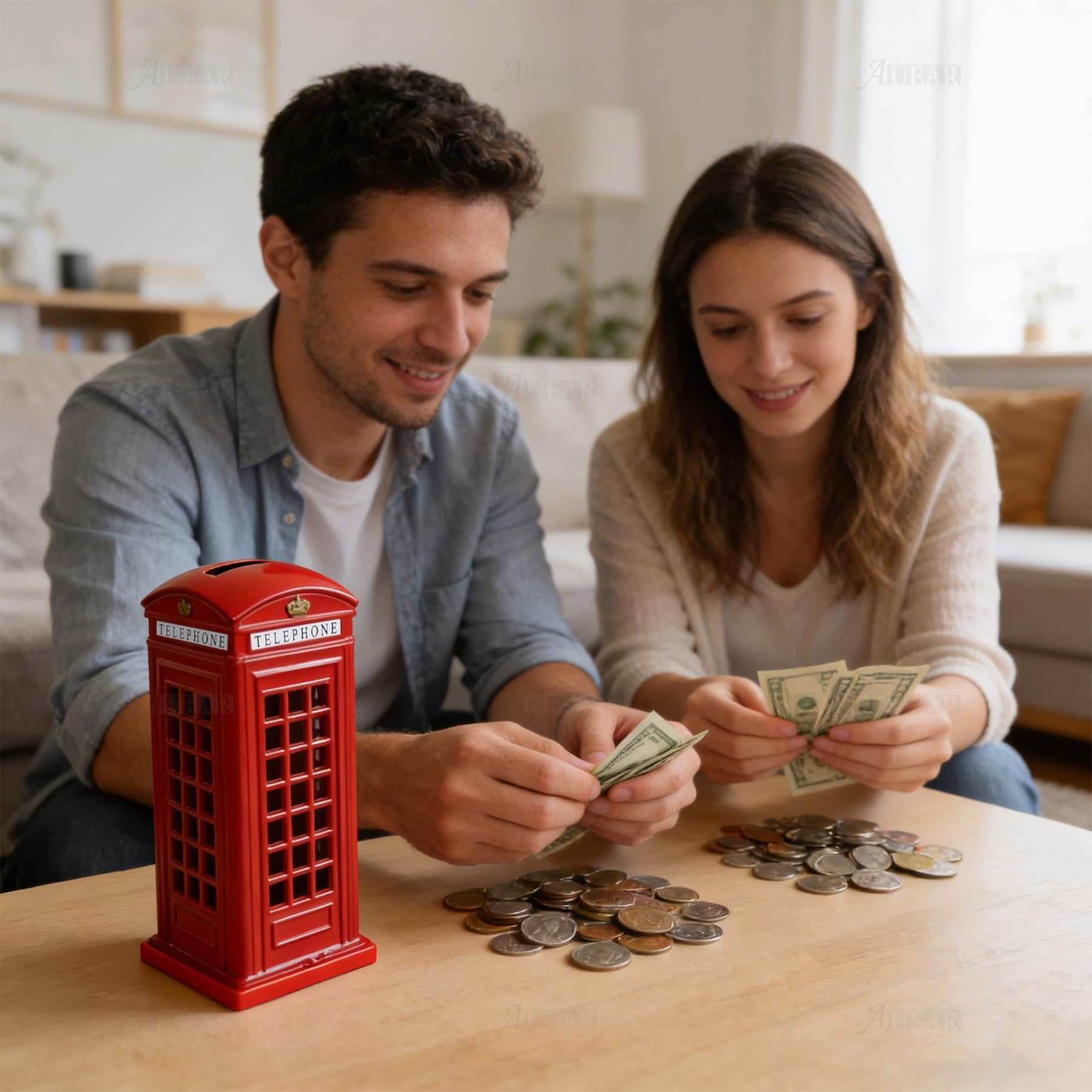 AUEAR, 1 Piece Delicate Red Telephone Booth Money Metal Alloy Piggy Bank London Street Coin Box Change Souvenir Gift Box — Amazon image 6