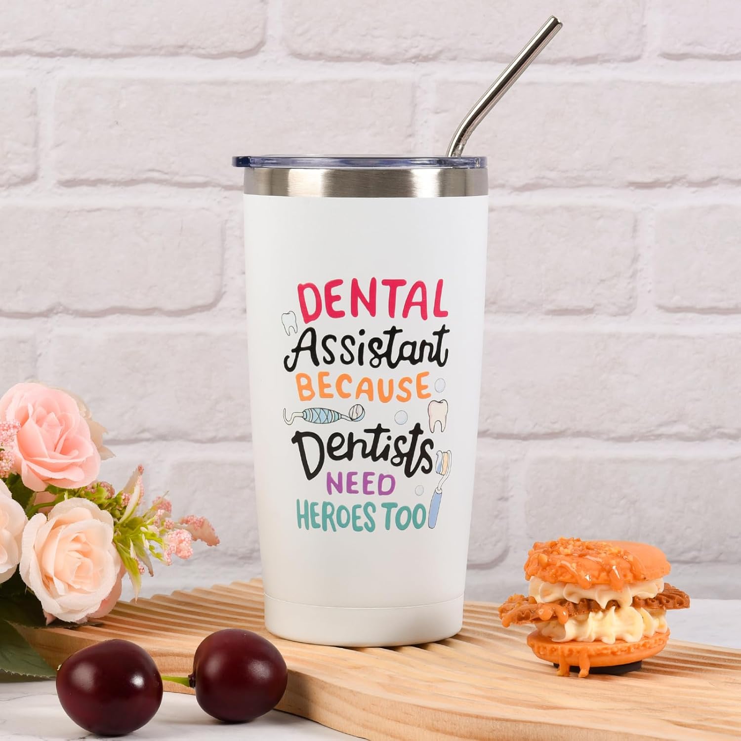 Dental Assistant Gifts for Women Unique Dental Gifts Funny Dentist Gift Including Tumbler Mug Socks Badge Reel Holder Makeup Bag Keychain for Birthday Christmas