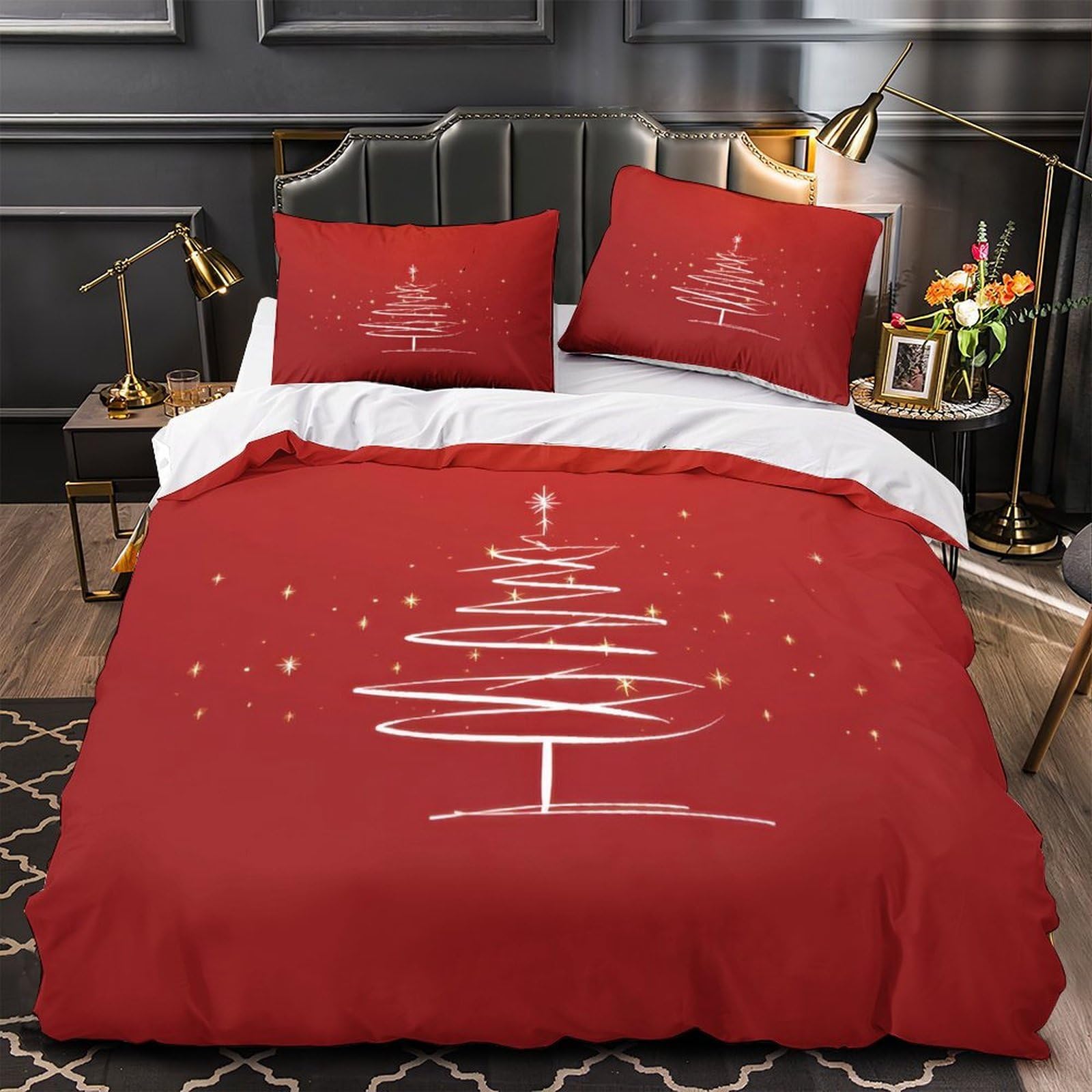 Parure de lit Noël super king avec housse de couette en microfibre 260x220 cm