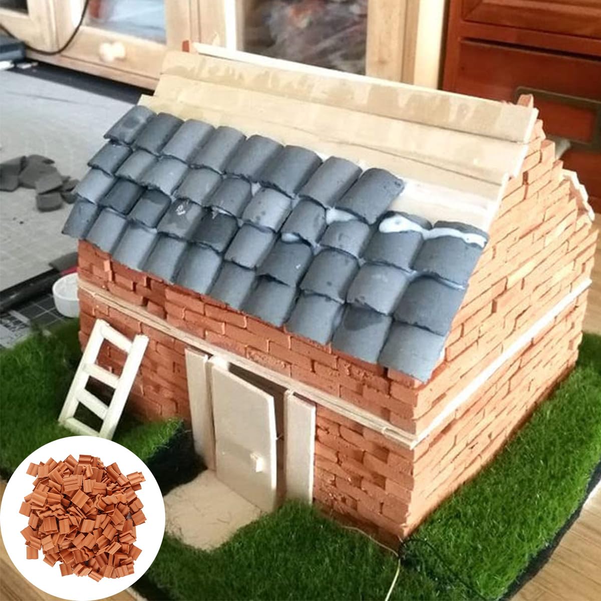 Lego Diorama Tegole In Ardesia Per Casa Delle Bambole Foglio Per Tetto In Cartoncino Goffrato In Miniatura Grigio Scuro - Italia Cutting Room - Foto 5
