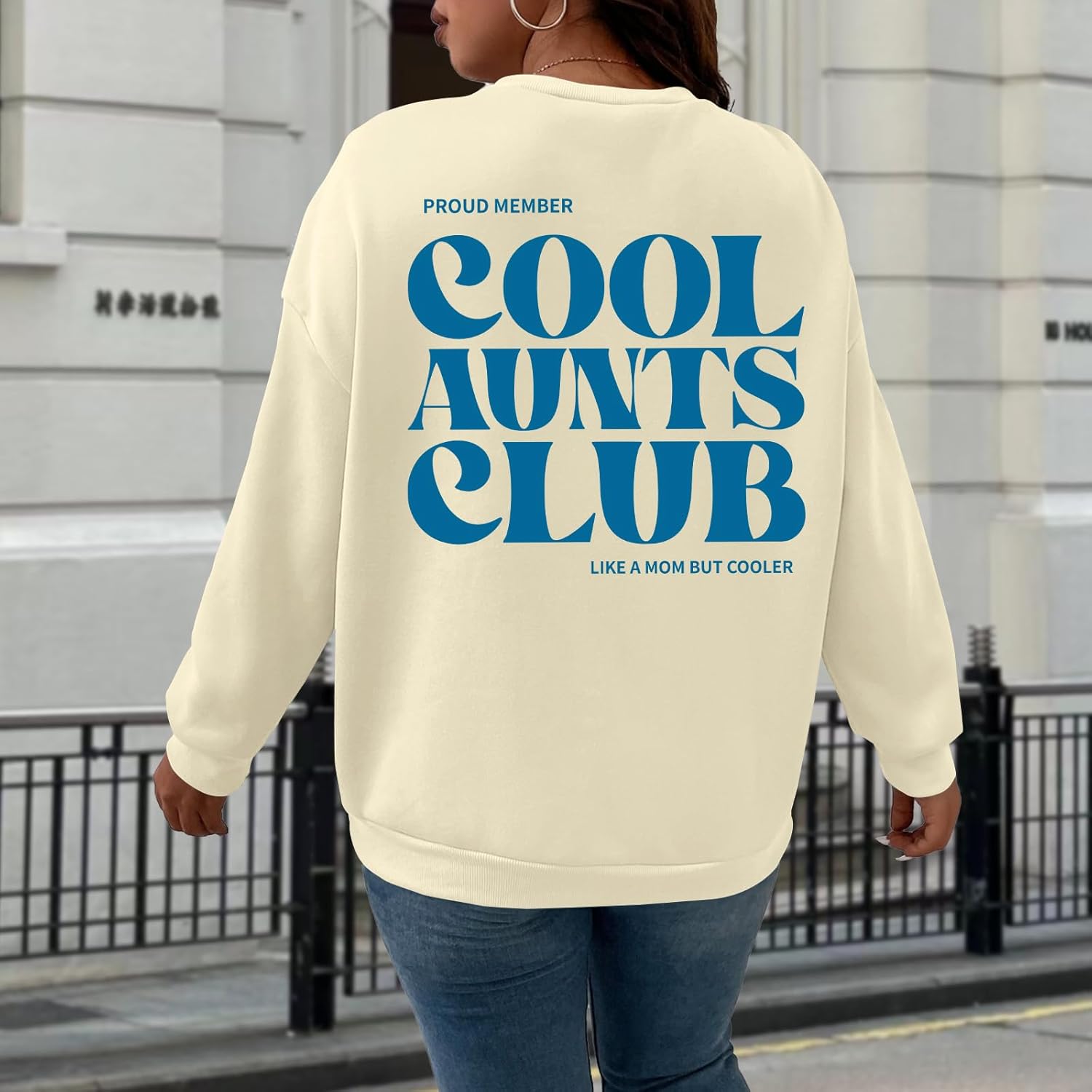 Aunt Sweatshirts For Women Cool Aunts Club Sweatshirt Graphic Hoodies Auntie Pullover Long Sleeve Shirt Cotton Tops - Image 5