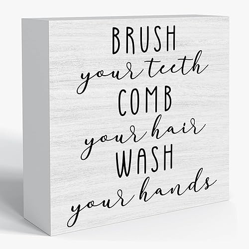 Miniatura 20 de Cartel de madera con texto en inglés «Hello Sweet Cheeks» – Decoración divertida de baño de 5 x 5 pulgadas para tanque de inodoro y estante, idea de