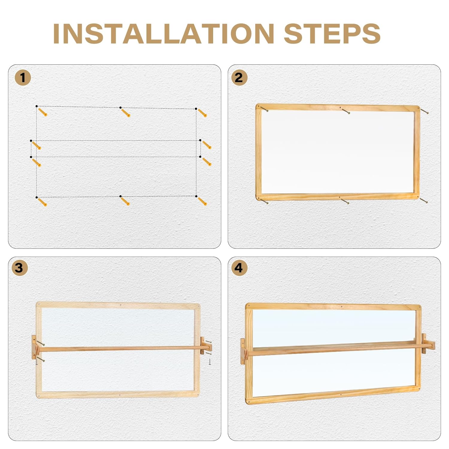 DGD Montessori Baby Mirror, Tummy Time Mirror for Newborn with Pull Up Bar. Baby Pull Up Bar 20'' Acrylic Shatter Proof Kid Safe Looking Glass for Wall for Daycare, Homeschool or Preschool (Large