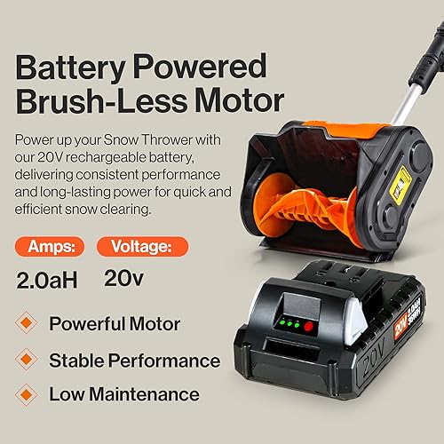 Miniatura 5 de SuperHandy quitanieve eléctrico inalámbrico, corriente directa, 20V, 10pulgadas de ancho, 5pulgadas de profundidad, 25pies de distancia de