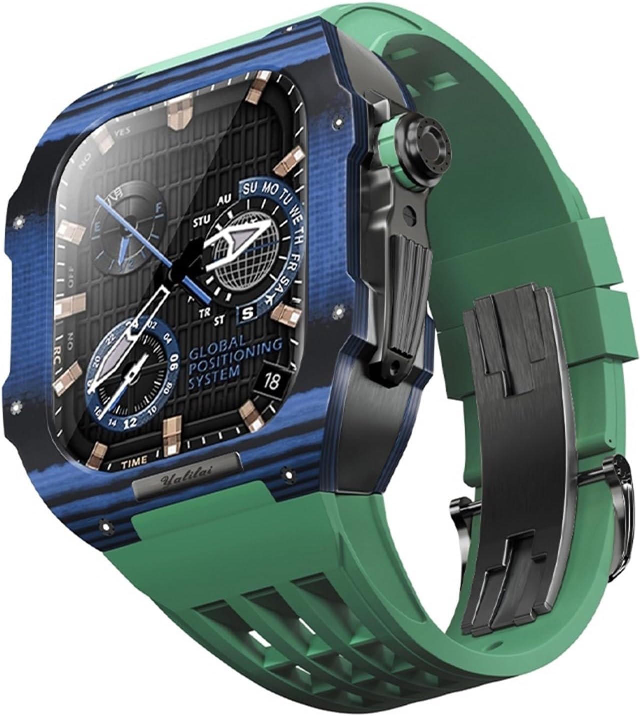 Luxury Carbon Fiber Watch Band Retrofit Kit, Carbon Fiber Watch Case Rubber Band，For Apple Watch 8 7 6 SE 5 4 Series 44/45mm Retrofit Upgrade Watch Band