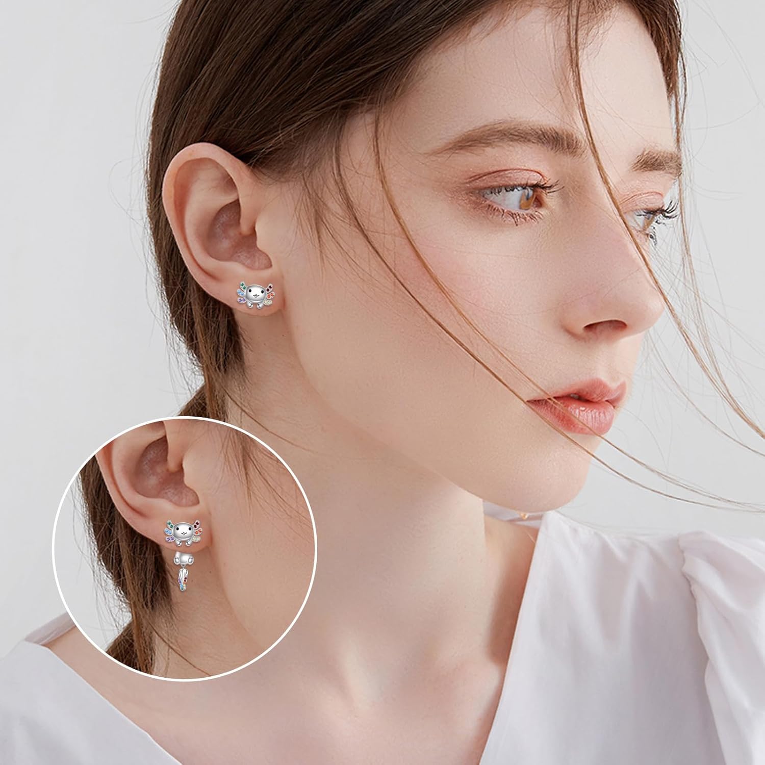 Dog/Axolotl Jacket Earrings 925 Sterling Silver Front Back Earrings Fashion Jewelry Gifts for Women - Image 2
