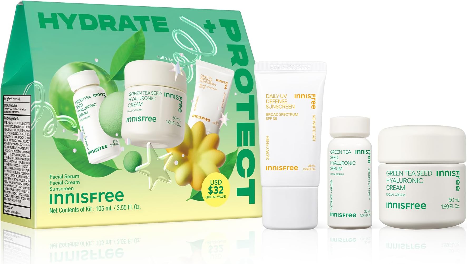 Innisfree Daily UV Defense SPF 36 Korean Face Sunscreen, Invisible Finish, Broad Spectrum, No White Cast, Lightweight, Hydrating, Available in Gift Sets