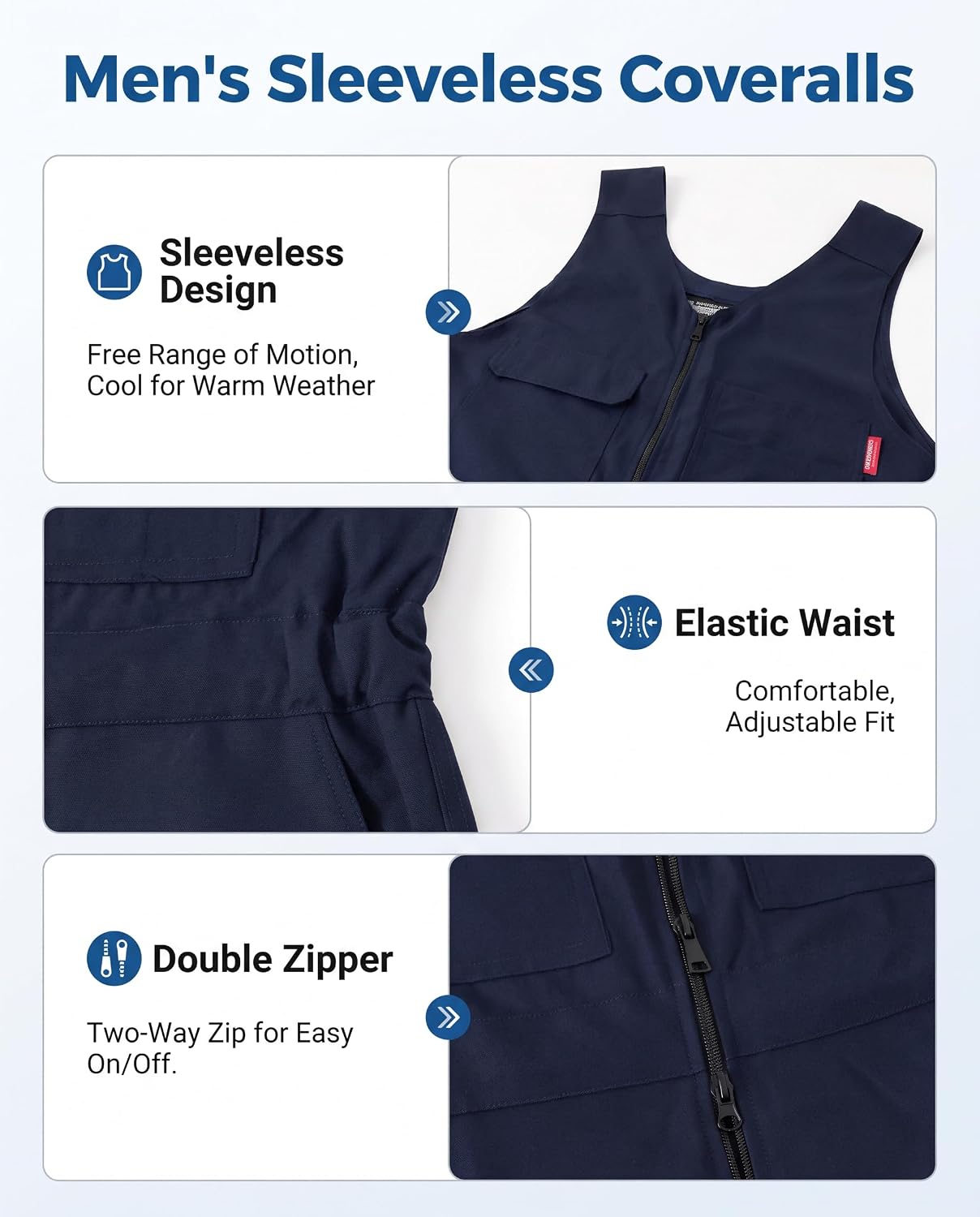 Sleeveless Coveralls for Men Mechanics Work Jumpsuit Overall