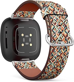 CJBROES Replacement Leather Watch Band, Compatible with Fitbit Versa 3 and Fitbit Sense of Wristband Bracelet Accessory - Pattern Design
