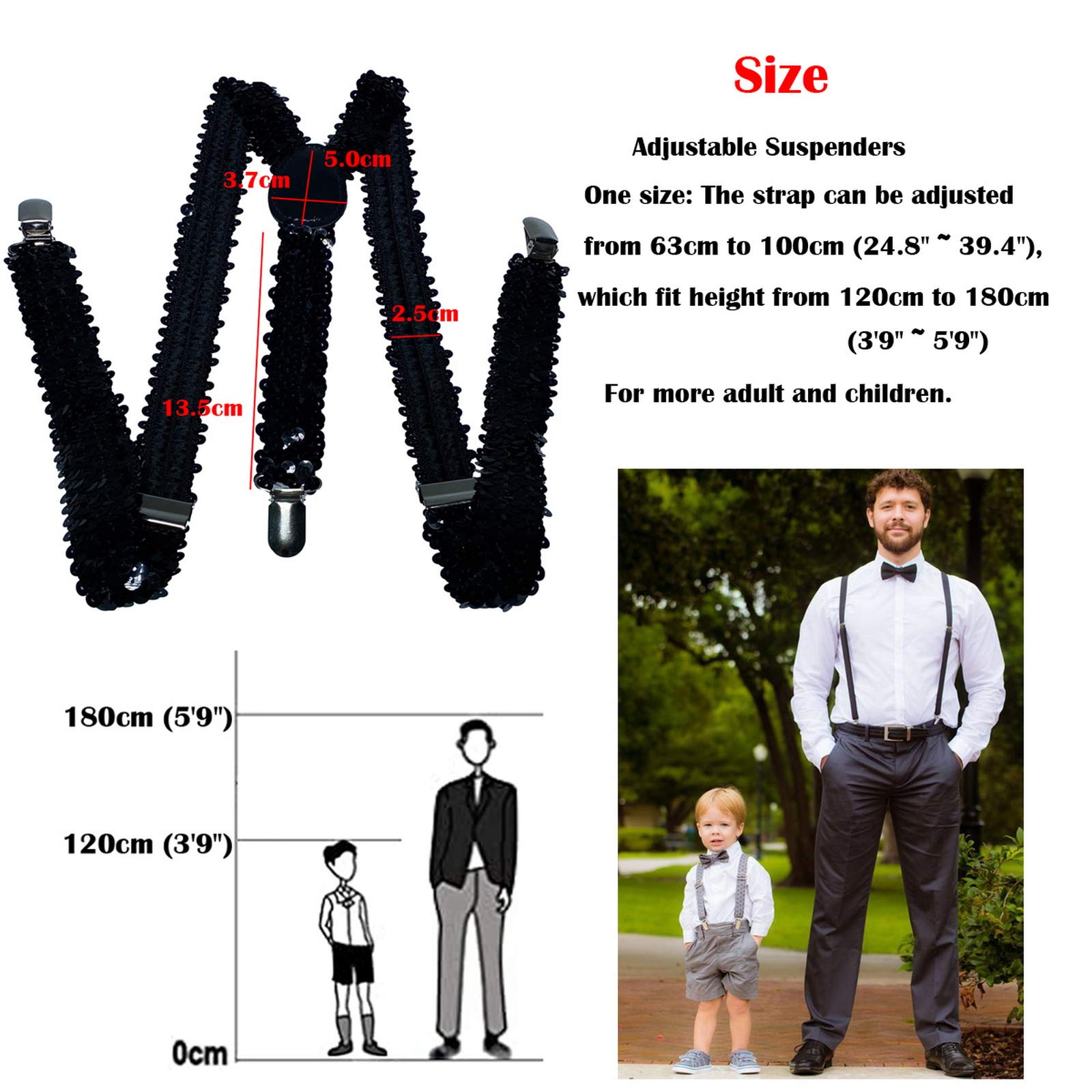 Tirantes elásticos anchos ajustables en forma de Y con 3 clips fuertes, para mujer, niños y niñas.