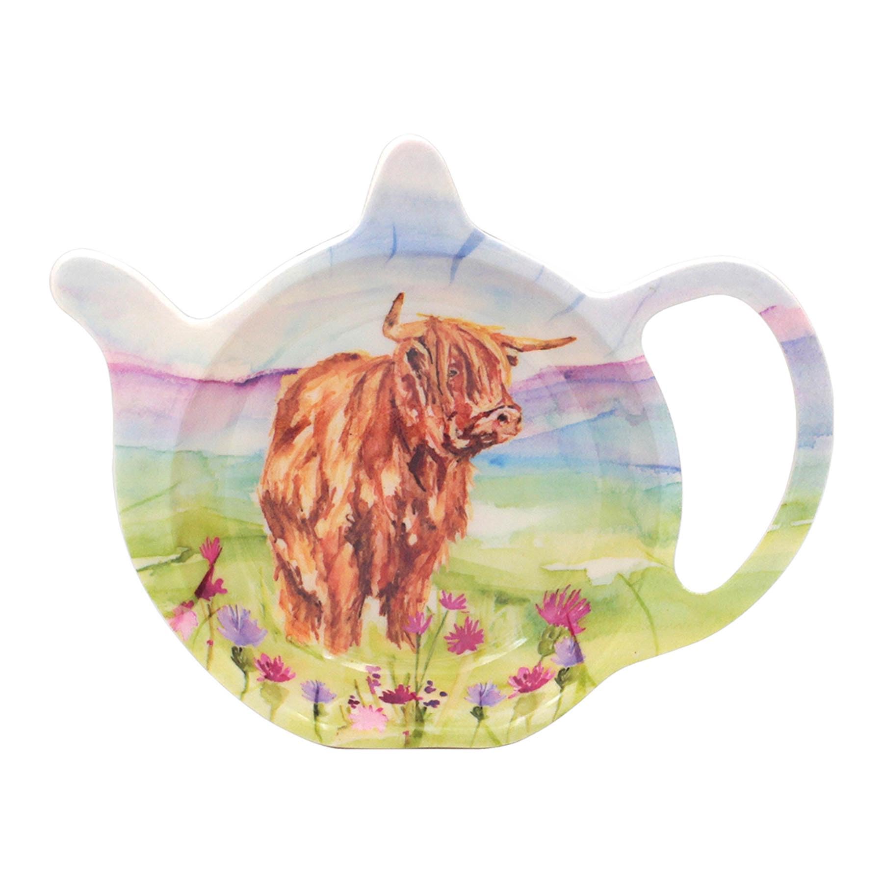 Widdle Gifts Multicolor Highland Cow Design Teabag Tidy Spoon Rest Tableware - Designed By Jennifer Rose 7738