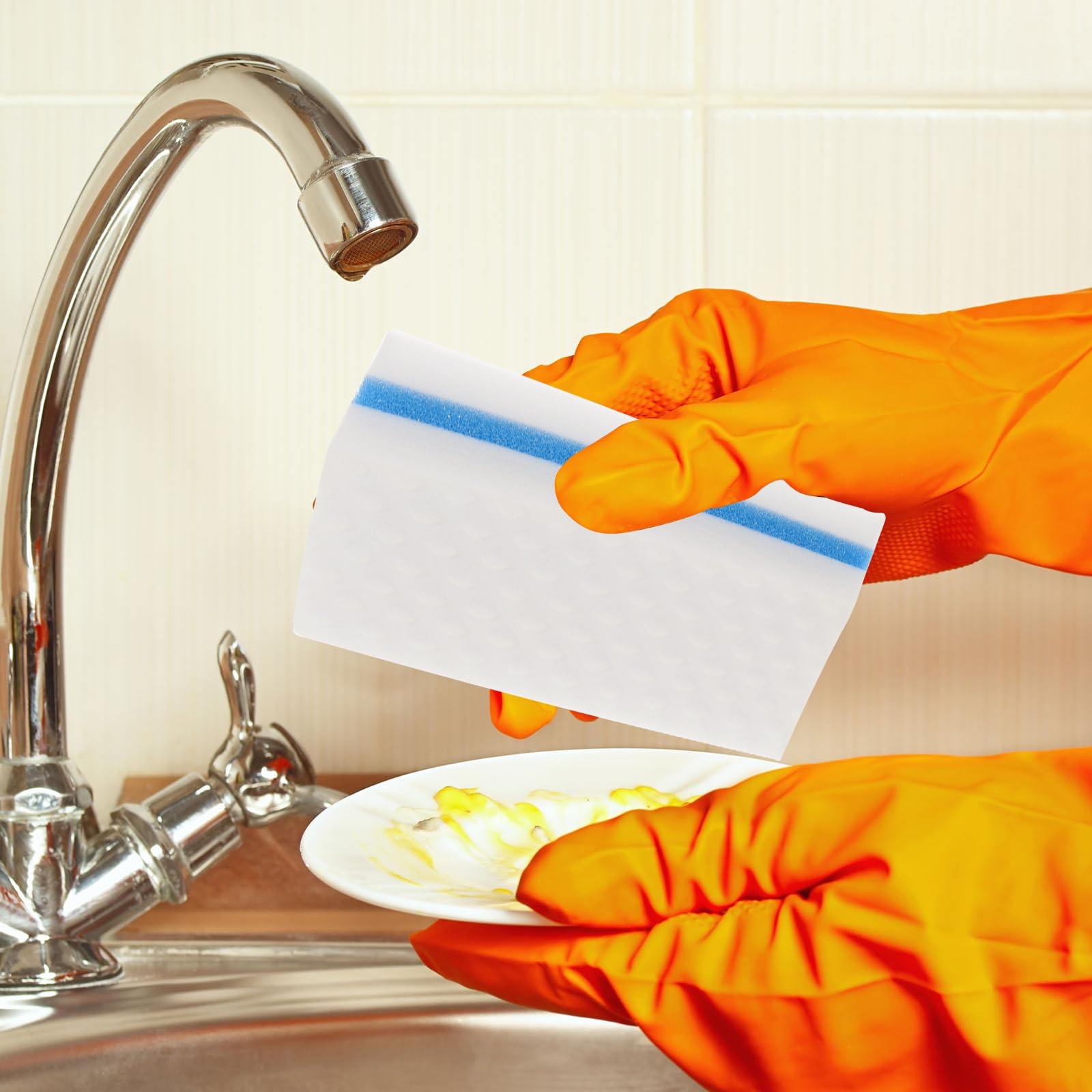 Sosoport 10pcs Heavy Duty Scouring Pads Grit Scouring Pads Kitchen Sink Cleaner for Dish Oven Barbecue Grill Bathtub