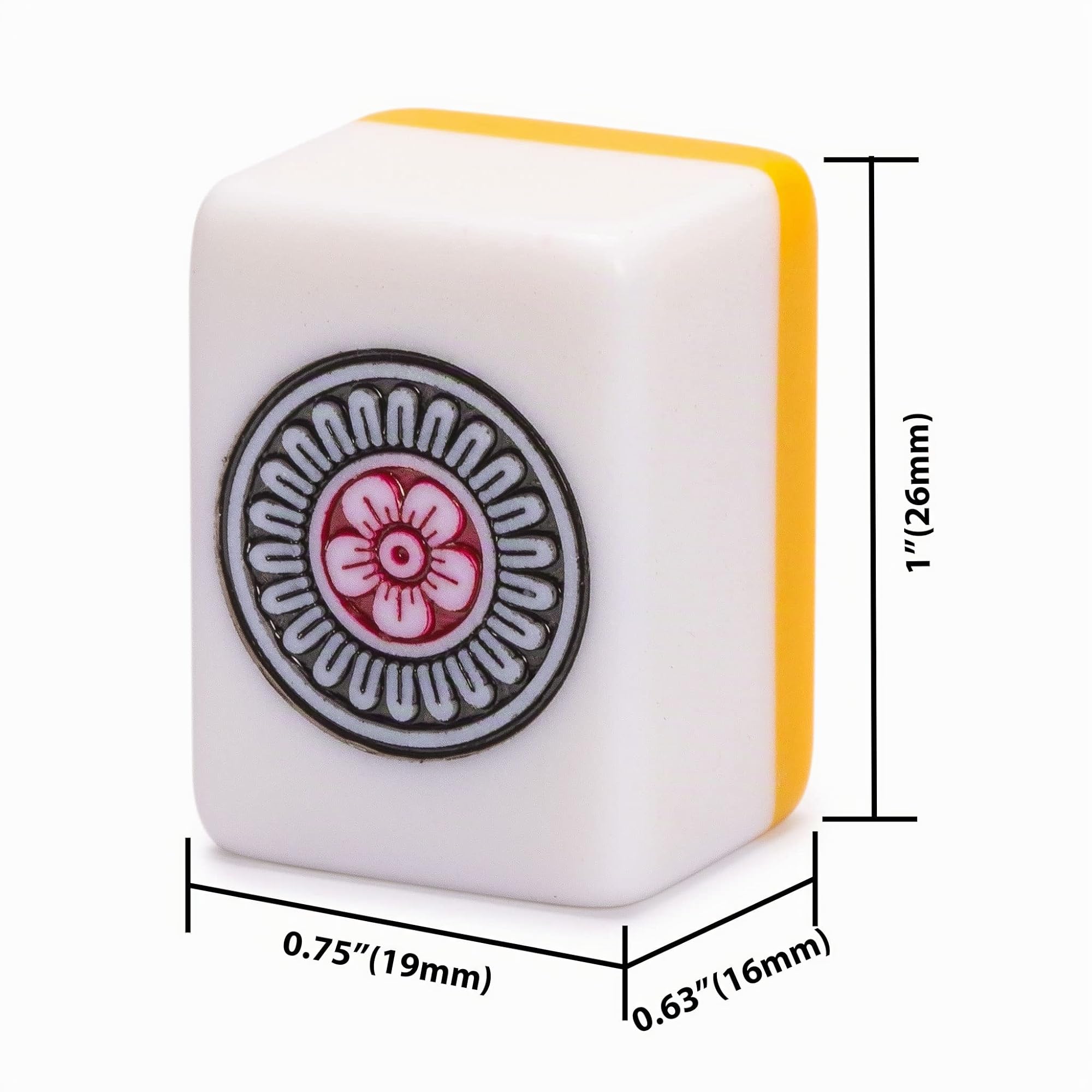 Yellow Mountain Imports Juego de Mahjong Japonés Riichi - Fichas Blancas y Amarillas con Estuche de Vinilo Negro - con Ficha de Viento Este, Juego de Palos para Apuestas y Dados