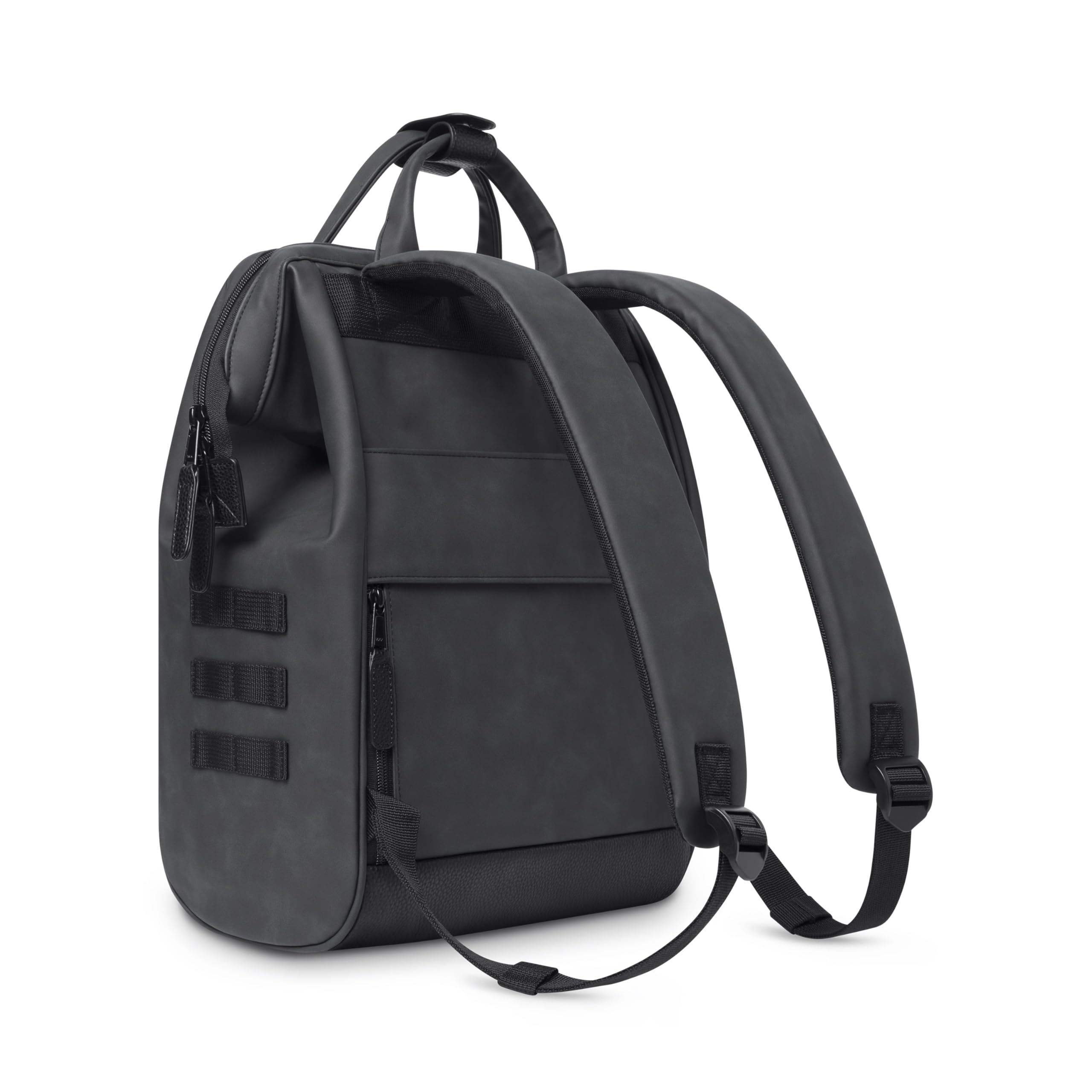 CABAIA - Sac à Dos Adventurer Le Havre - Medium 18L - Déperlant - Compartiment Ordinateur Portable 13" - 2 Poches - Certifié Vegan - Sac Voyage, Affaires, École pour Homme et Femme - Noir