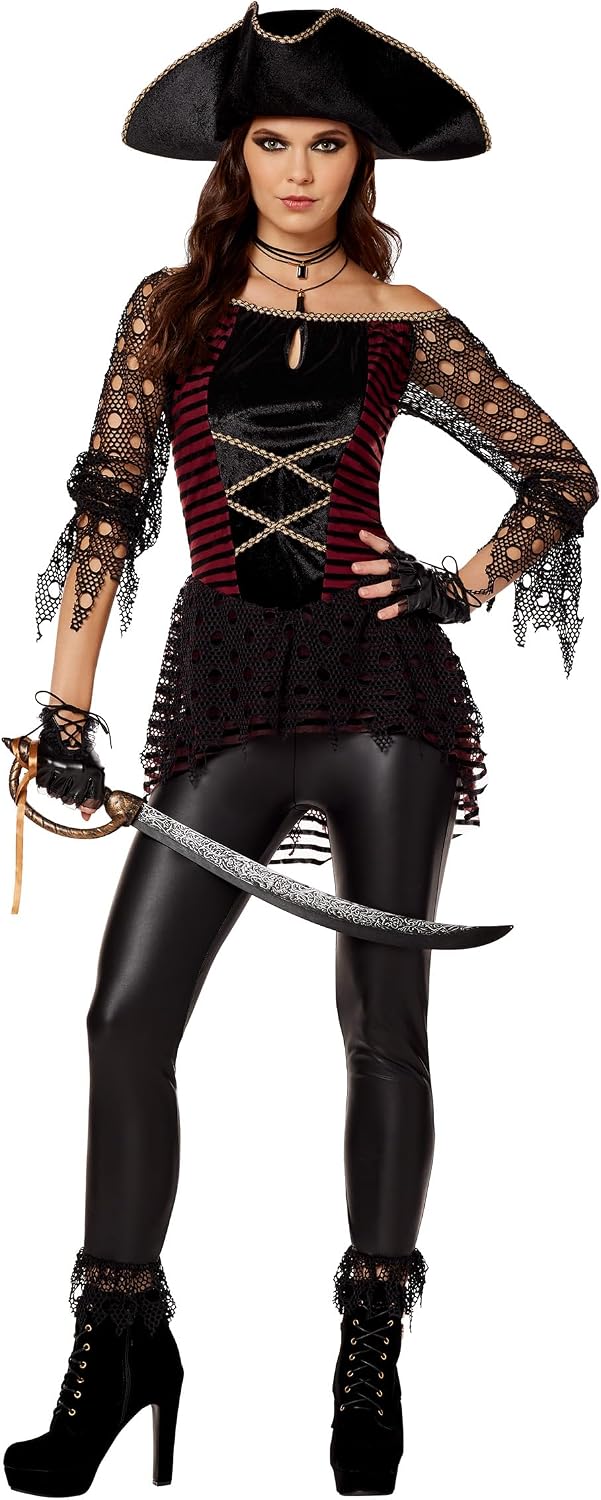 Spirit Halloween Adult Dark Pirate Costume - Sexy Pirate Outfit with Buccaneer Style