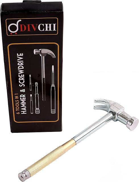 DIVCHI 6 in 1 Mini Multifunction Stainless Steel Hammer Screwdrivers Set for Jewelry Goldsmiths Small Machines Repair Household Tools
