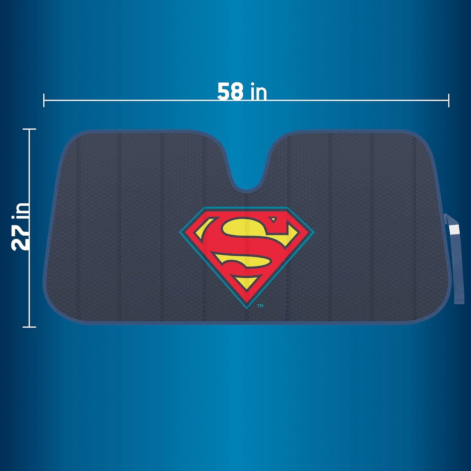 BDK Warner Bros DC Comics New Superman 2022 Car Accessories, Accordion Folding Windshield Sun Shade, UV Block Double Bubble Car Window Shades, 58 x 27 in, Keeps Vehicle Cool, Protects from Sun Damage