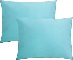 FLXXIE Microfiber Pillow Cases Standard Size, Soft Pillowcases with Envelope Closure, Wrinkle, Stain Resistant Pillow Covers, 20x26, Aqua