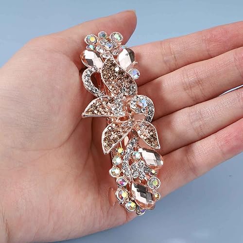 Miniatura 4 de Pasador de pelo de cristal con flor dorada con diamantes de imitación para el cabello, accesorios para el cabello de novia para mujeres y niñas