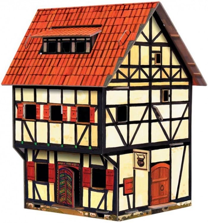 UMBUM Innovative 3D Puzzle - Tavern - Medieval Town - 5½" x 7½" x 4¾ 13 pcs - Clever Paper (213)