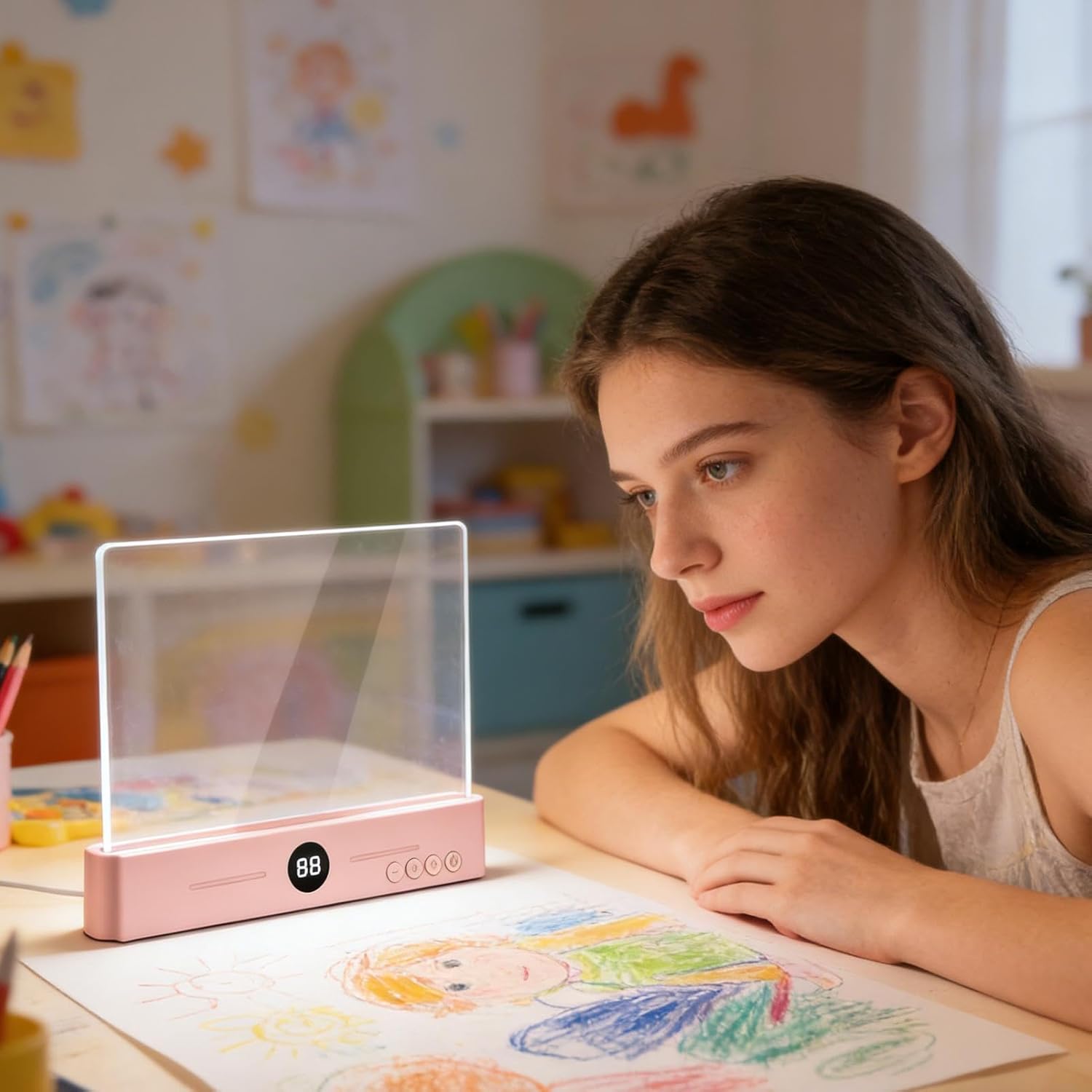 Full Page Book Light, Desktop LED Reading Lamp, Adjustable Household Lighting Supplies for Readers Artists Students, Compact Nightstand Study Lamp for Dormitory Bookshelf Bedroom Nursery Bedside