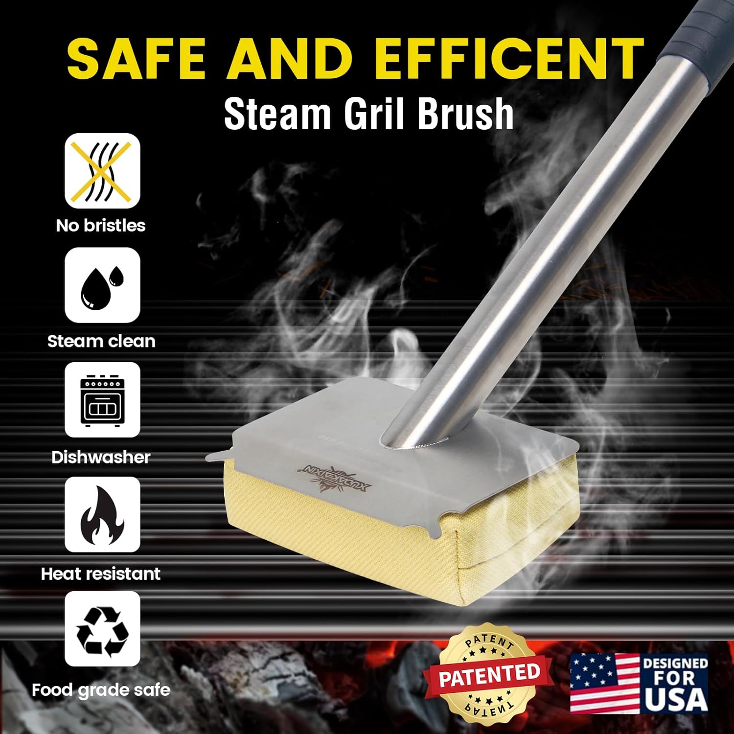 1 Steam Grill Brush and 1 Water Bucket