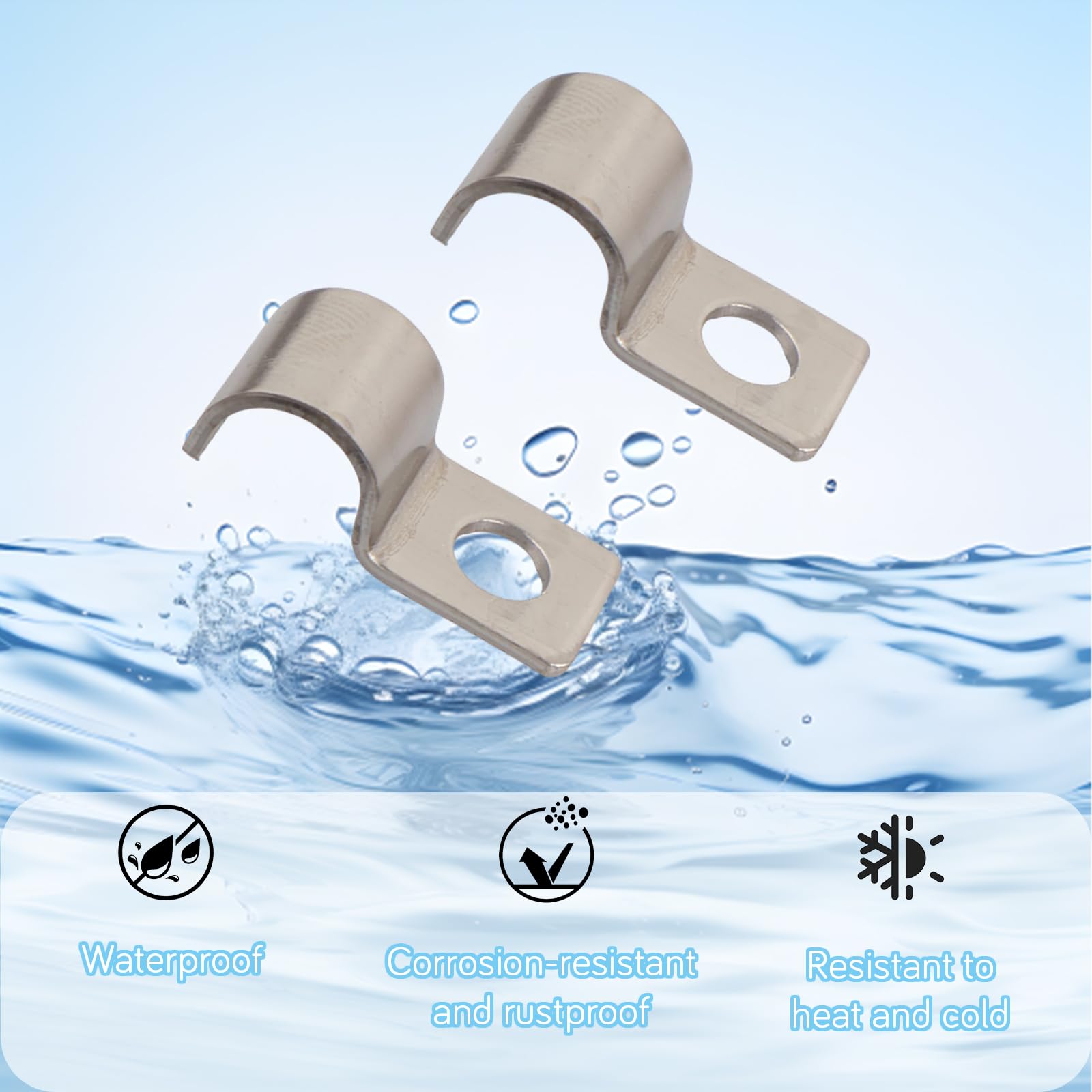 MINGBOLIN 75 Piezas Abrazadera de Tubo U,Abrazaderas Metalicas para Tubos Abrazadera de Fijación Abrazaderas para Tubos Fijacion de Tubo Solo Orificio Clips de Cable,para Tubos y Cables (8mm)