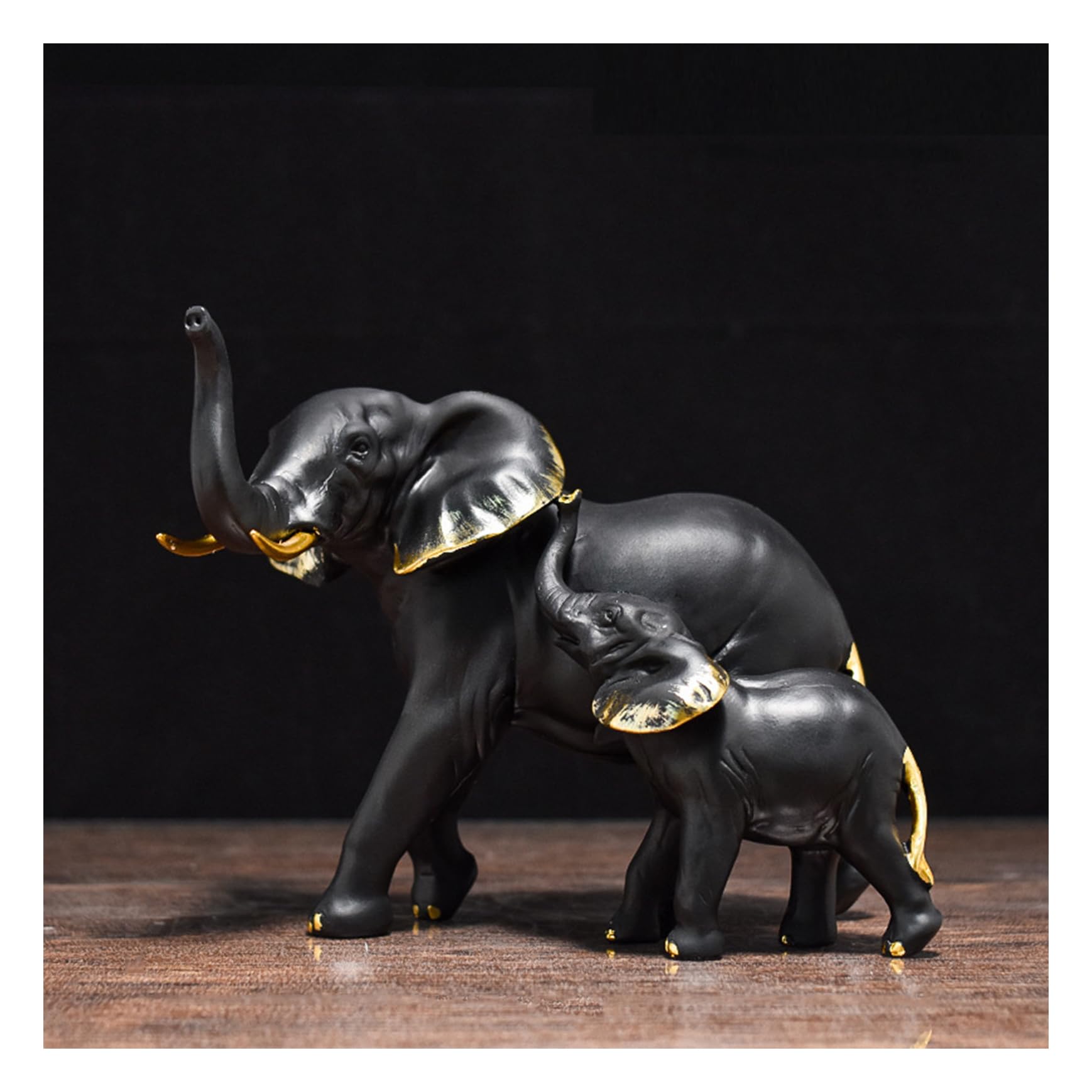 Tauzveok Elephant Decorative Statue, Elephant Decorative Figurines, for Window Sill Decoration, Bedroom Decoration, Apartment Decoration, Living Room Decoration, Resin,Big Elephant Black