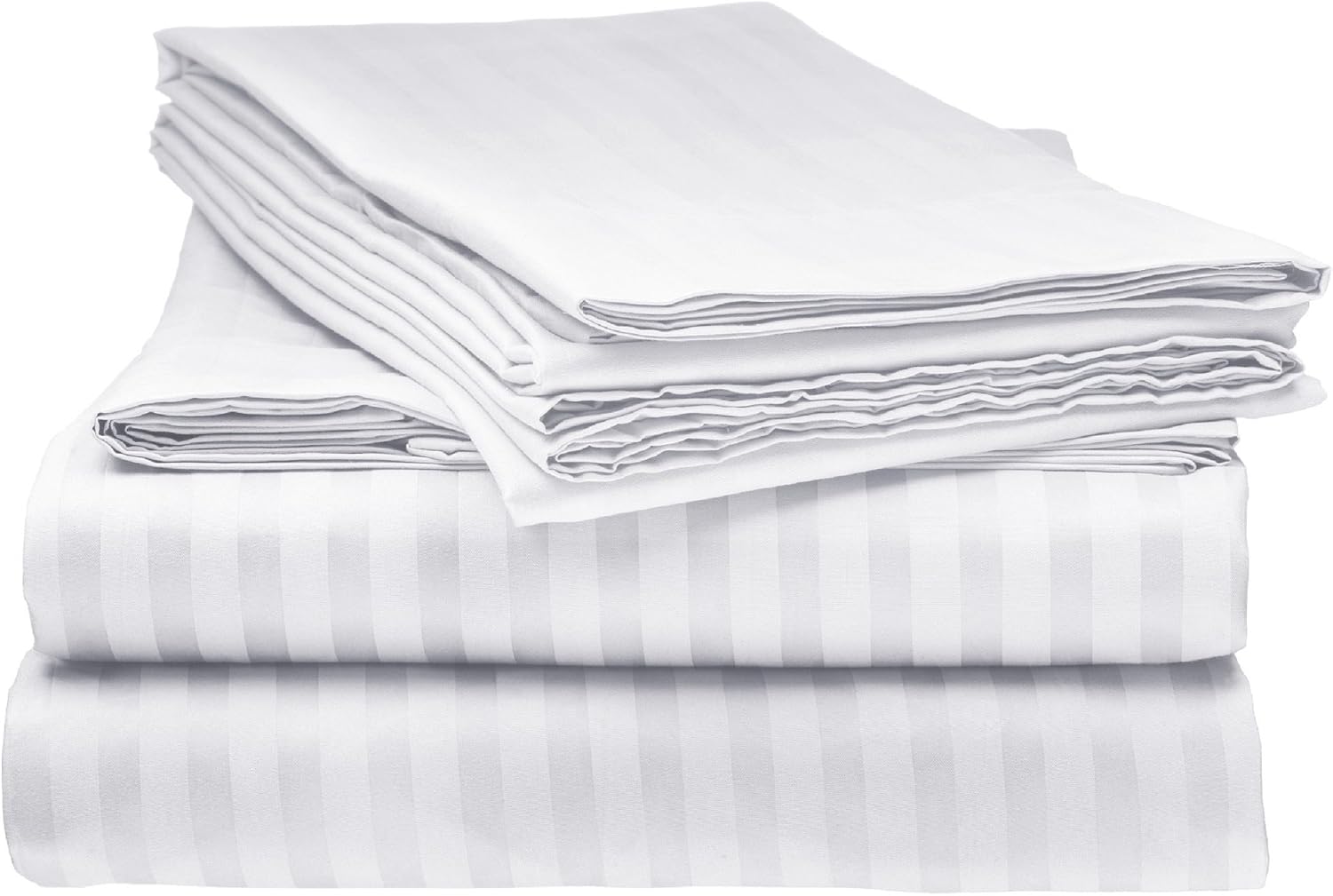 Elaine Karen Royal Elegance Striped 4PC Queen Sheet Set, White