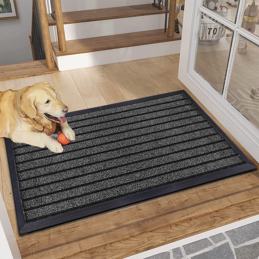 B&B Rubber Door Mats Outdoor Heavy Duty Waterproof Pvc Backing Non Slip Muddy Paws Dirt Grabber Barrier Washable Door Mat For Front Entrance Welcome Matt (40 x 60 cm - Small Door Mat, Grey) โ image 1