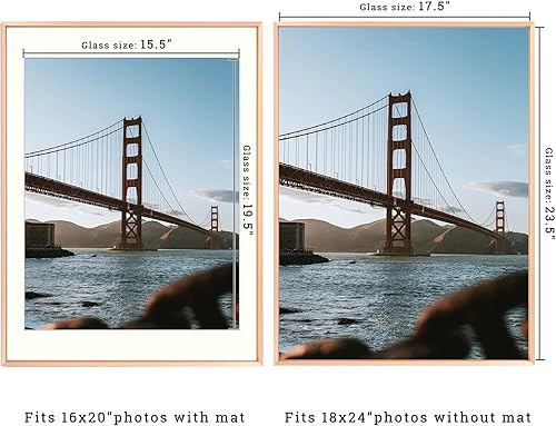 Vista 207 de Frametory - Colección de marcos de metal para fotos, marco de aluminio para fotos con alfombrilla de color marfil y cristal real Dorado