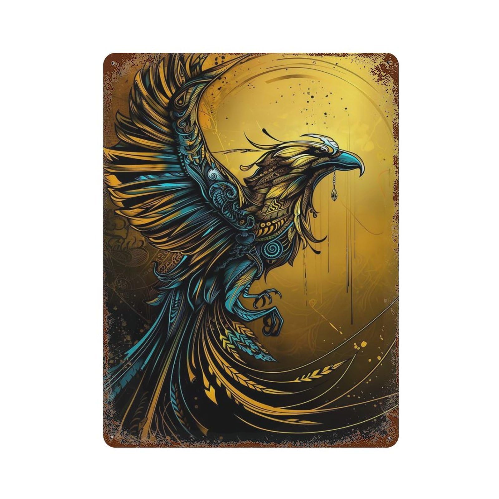 Iconic Phoenix 15.7"x11.8" Retro Metal Sign, Vintage Wall Decor for Garage, Bar And Workshop Decor