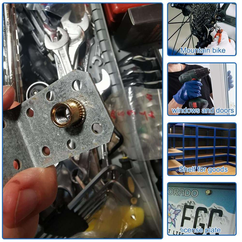 Lot de 6 pinces à écrou à riveter pour M3 M4 M5 M6 M8 M10 Écrous à sertir Pince à riveter Kit avec 66 écrous pour écrou à riveter manuel