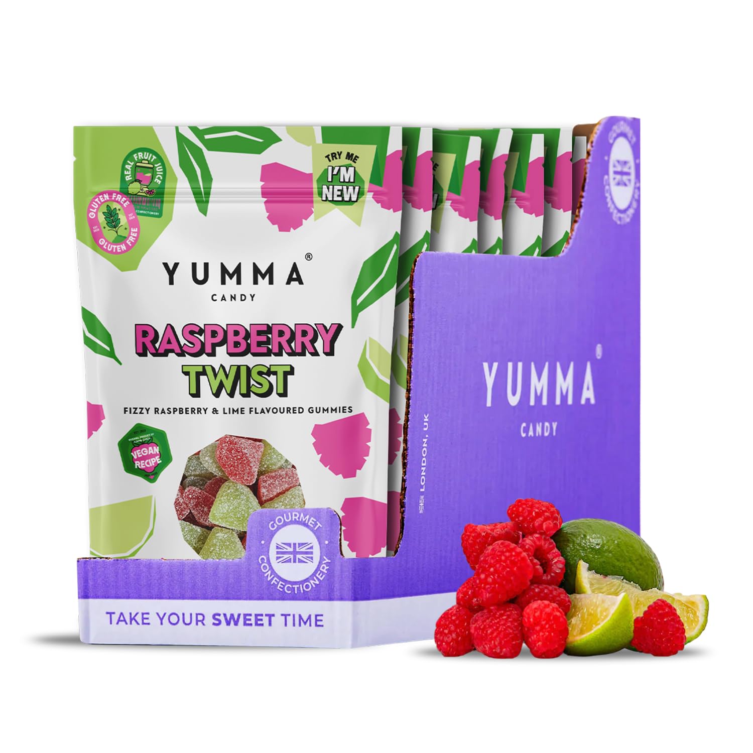 Yumma Candy - Raspberry Twist Pouch Bundle (7 x 138g) - Christmas