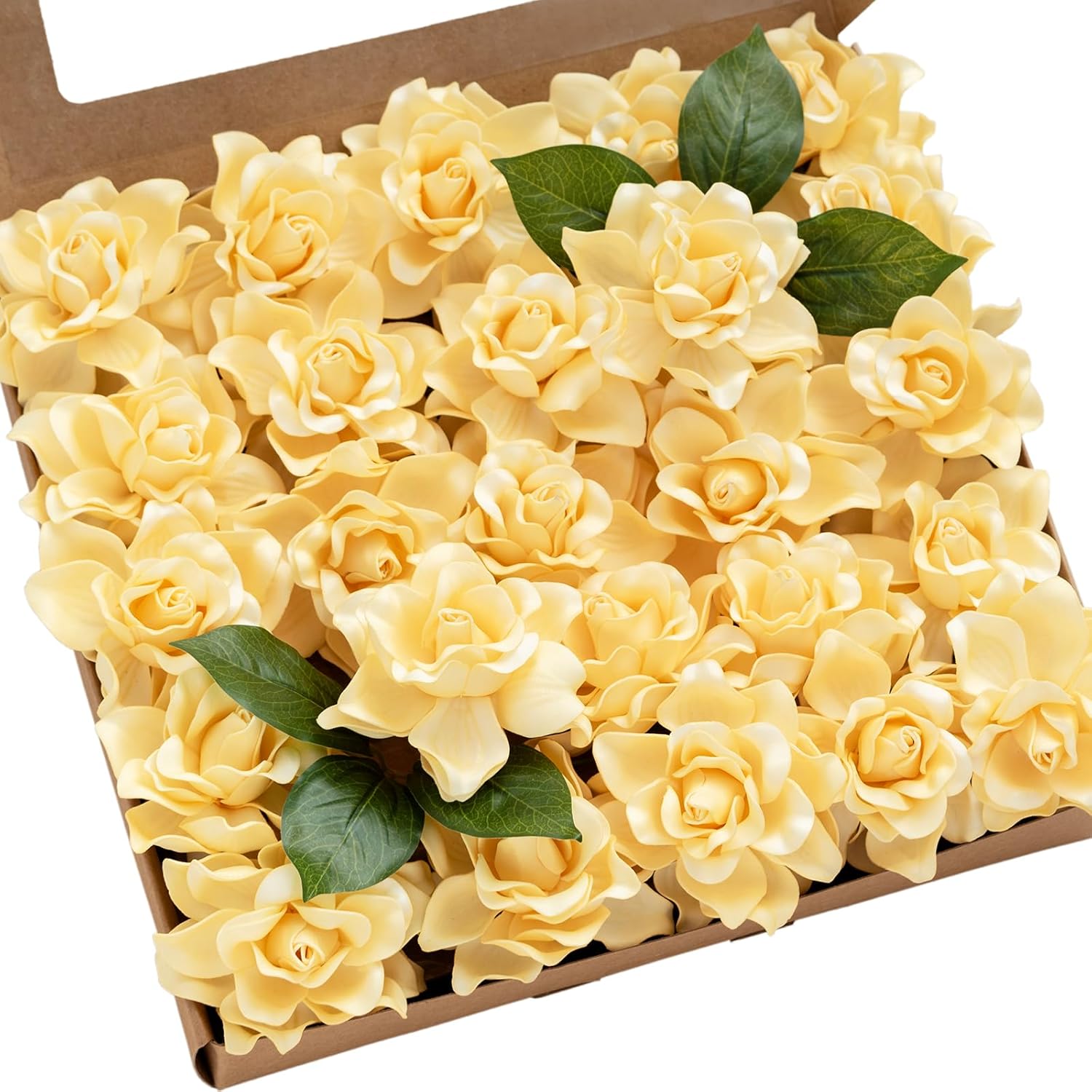 Ling's Moment Flowers 2.7" Creamy Yellow Flowers Gardenias