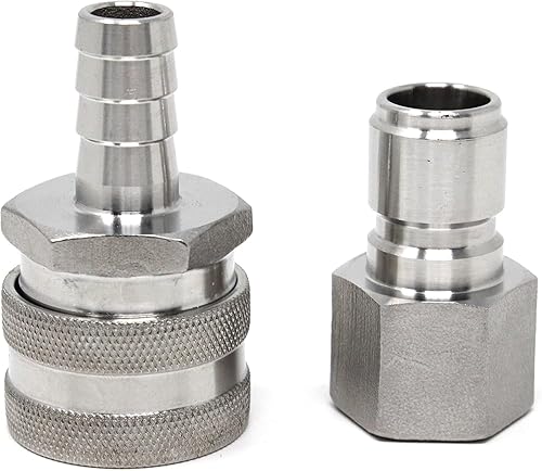 Manguera de púas de desconexión rápida de acero inoxidable 304 con juego FPT para elaboración casera Mash Tun (púa hembra/FPT hembra) Fácil de usar