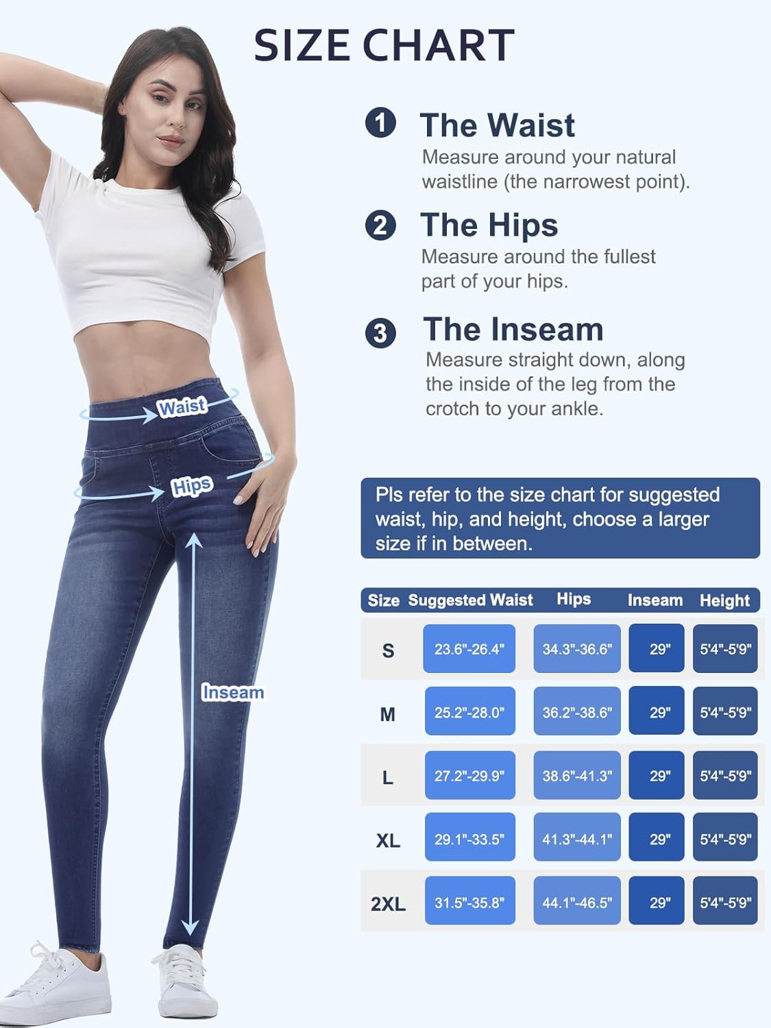 Pull on Skinny Jeans for Women, Stretchy High Waisted Leggings Trendy Tummy Control Demin Jegging with Pockets - Image 7