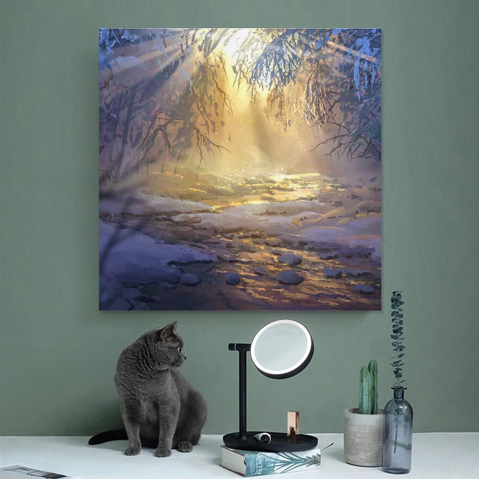 油彩画「森の中」原画フレーム入り