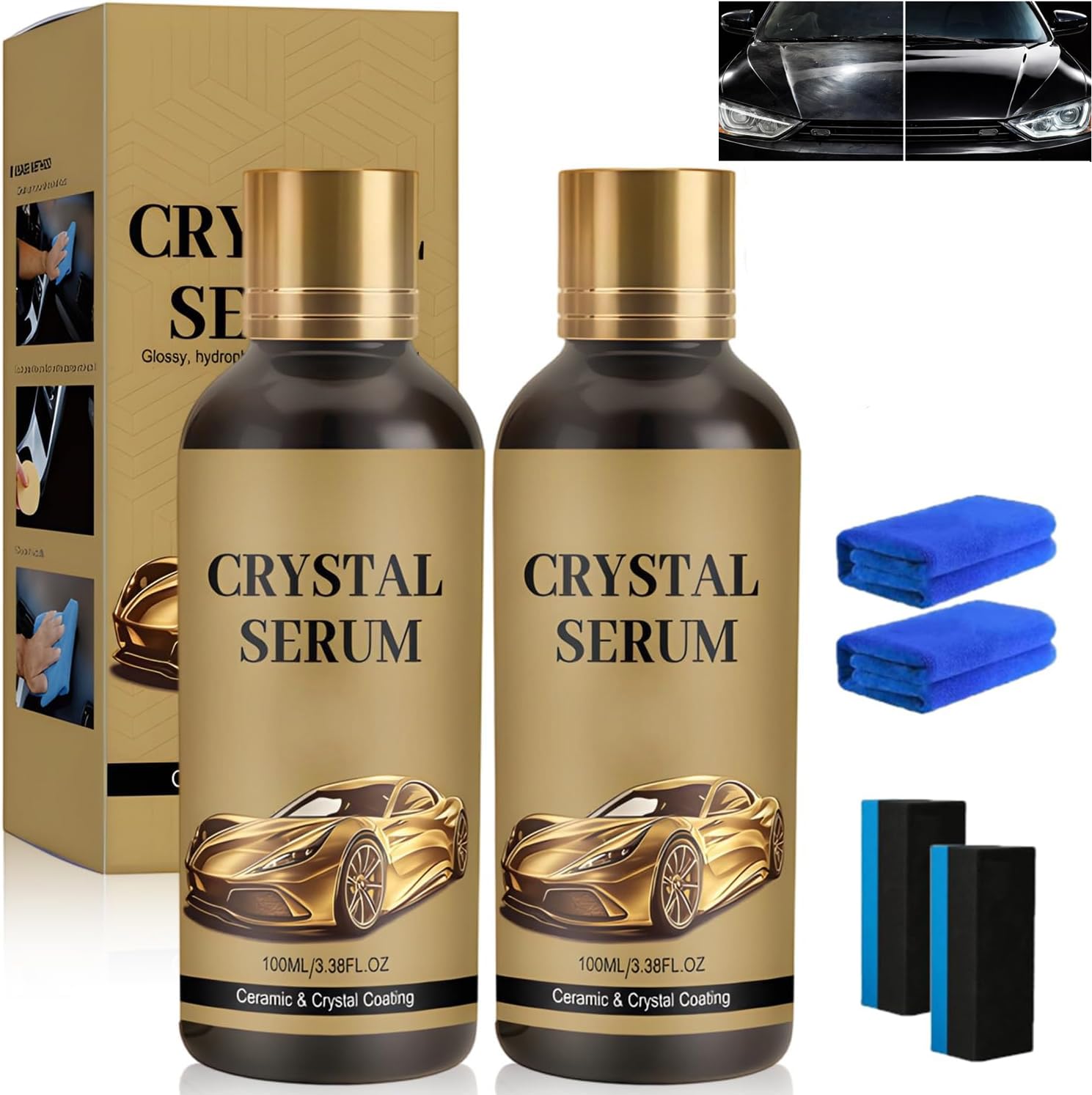 Photo 1 of 100ML Crystal Serum for Cars, Advanced Graphene Ceramic Coating for Cars, 9H Graphene Coating for Auto Car Detailing, Ultimate Quick Effect Car Coating Spray for Shine & Protection (2PCS)